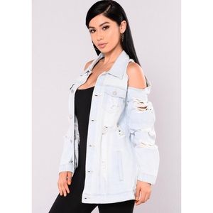 Fashion Nova Light-wash Ripped Denim Jean Jacket